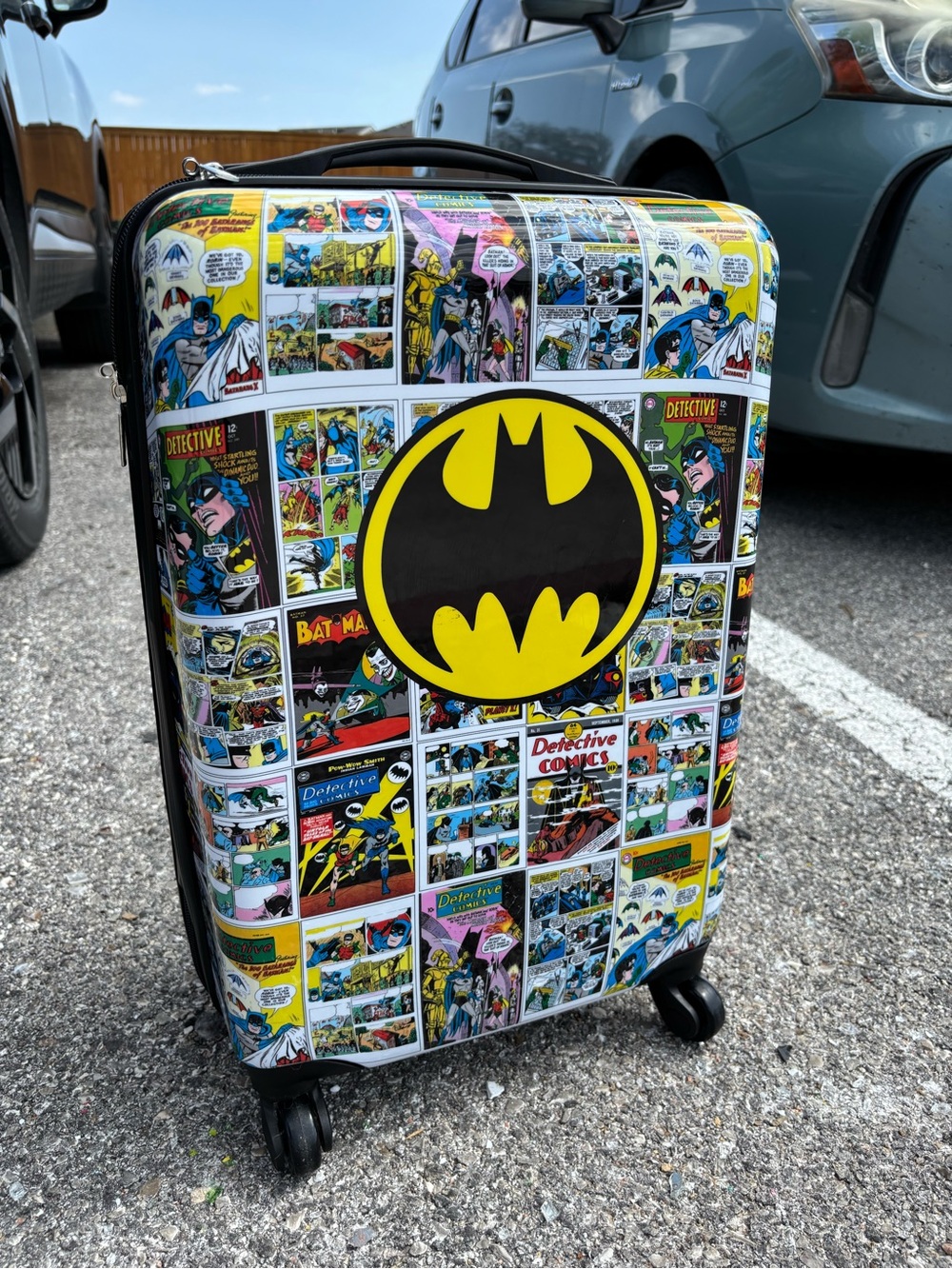 Batman Comic Collage Carry-On Luggage - Yellow & Black Logo